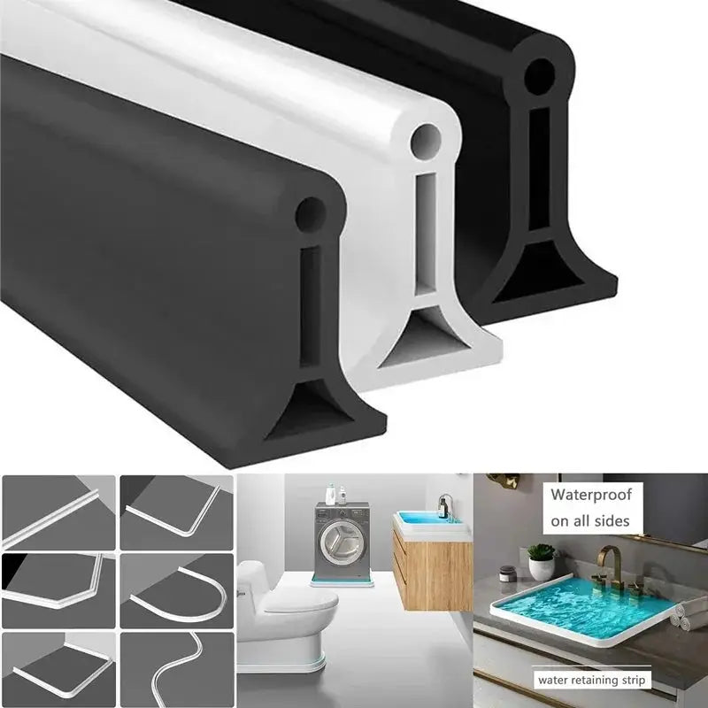 Simples Market silicone bendable water retaining strip for showers and kitchens; black, white and gray variants