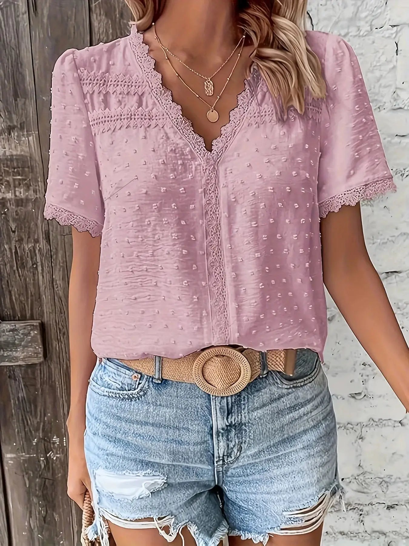 LuxeWear Women Plus Size Loose Fit Shirt Breathable Polyester Tatting Weave For All Day Comfort