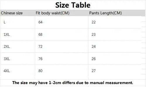4pcs men's boxer underwear set by Simples Market; size chart showing waist (cm) and pants length for L-4XL