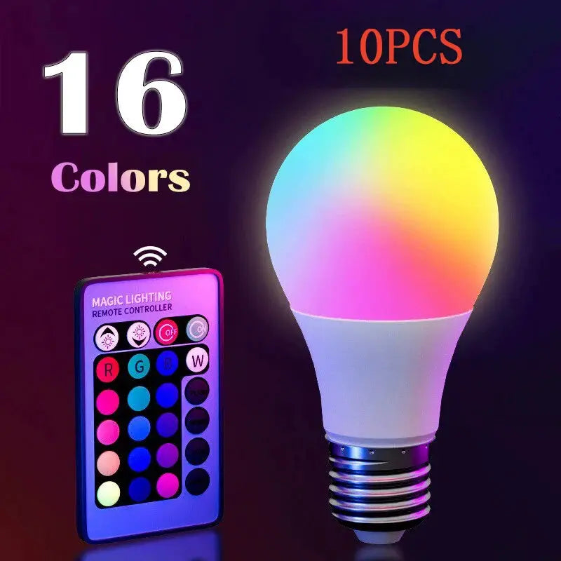 16 Colors RGB LED Bulb E27 220V Dimmable Multicolor Smart Lamp With 24 Key Remote