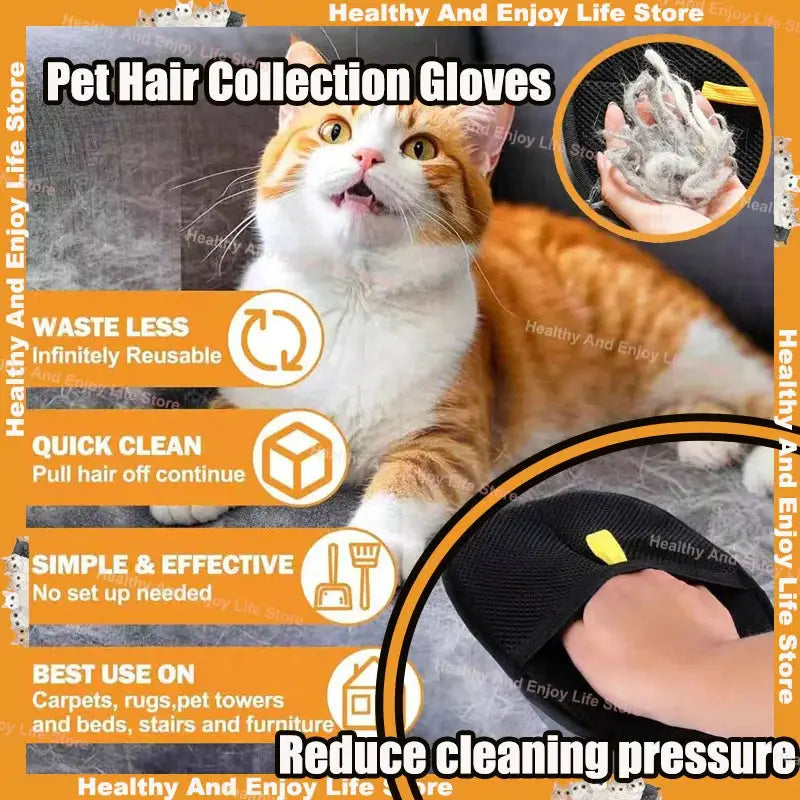Pet Hair Cleaning And Collection Gloves Double Sided Multi Functional Beauty Glove Tool For Pet Owners
