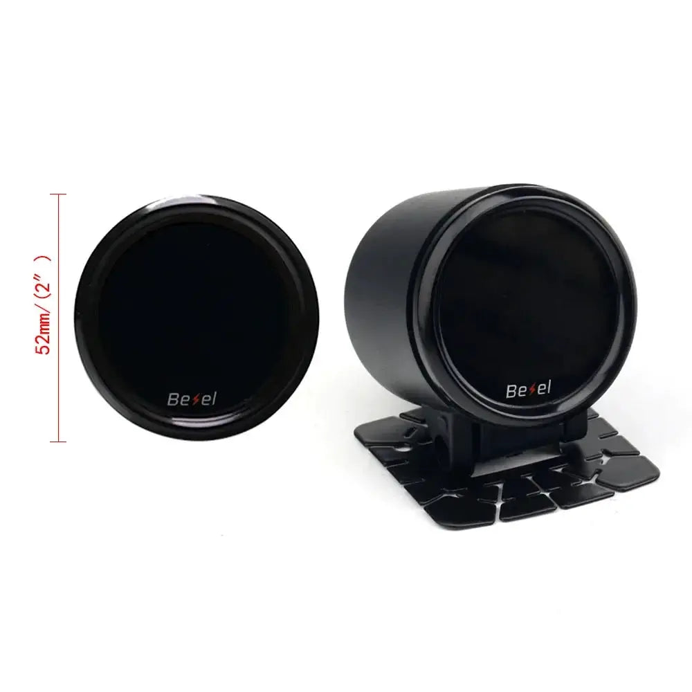 52mm black car gauge set with Bezel logo; two gauges with mounting hardware by Simples Market