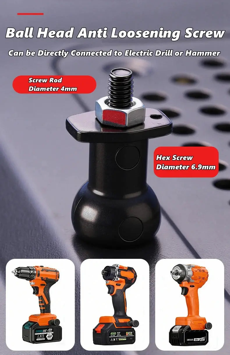 Portable self-locking drill holder with belt clip; Simples Market black quick-release tool organizer (3 orange drills).
