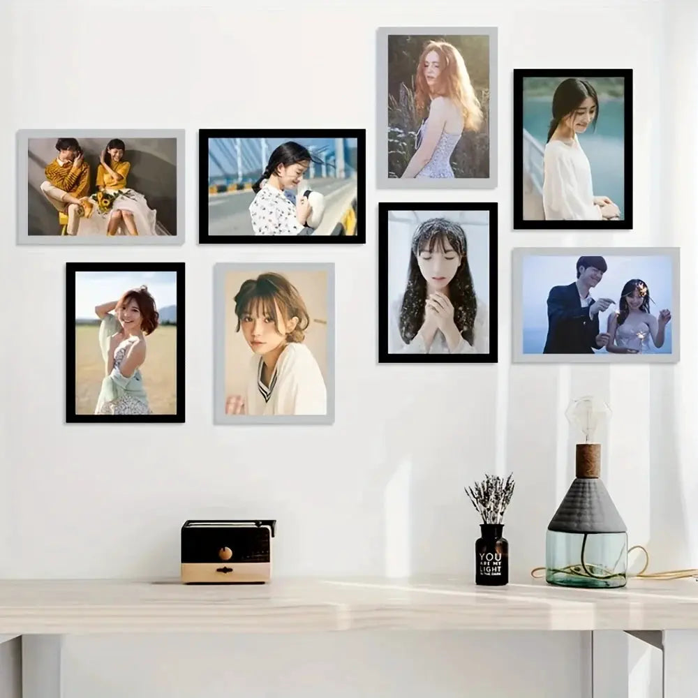 3 Pack Magnetic Photo Frame Set Self Adhesive Wall Frames For Photos And Notes Matte Black Minimalist Home Office