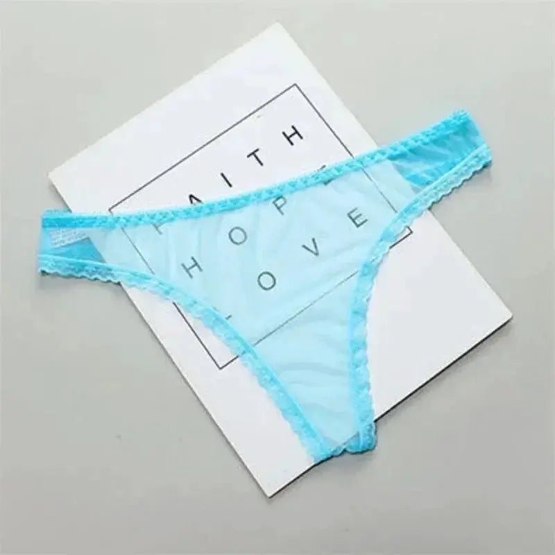 LaceLux Transparent Lace See Through Thong Panties With Breathable Mesh Crotch And Seamless Low Rise