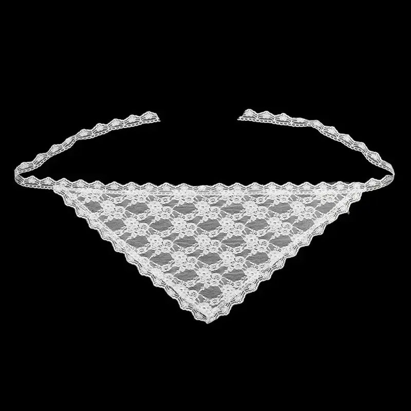 Lace waist scarf, white, with scalloped edges and tie strings, Simples Market