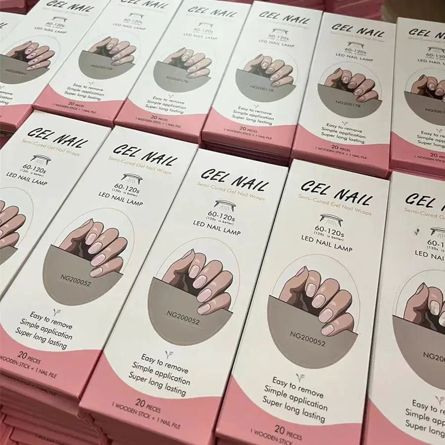 NailLux Semi Cured Nail Wraps For 16 To 20 Tips Easy Full Cover Adhesive Press On Nails Gel Finish UV LED Compatible