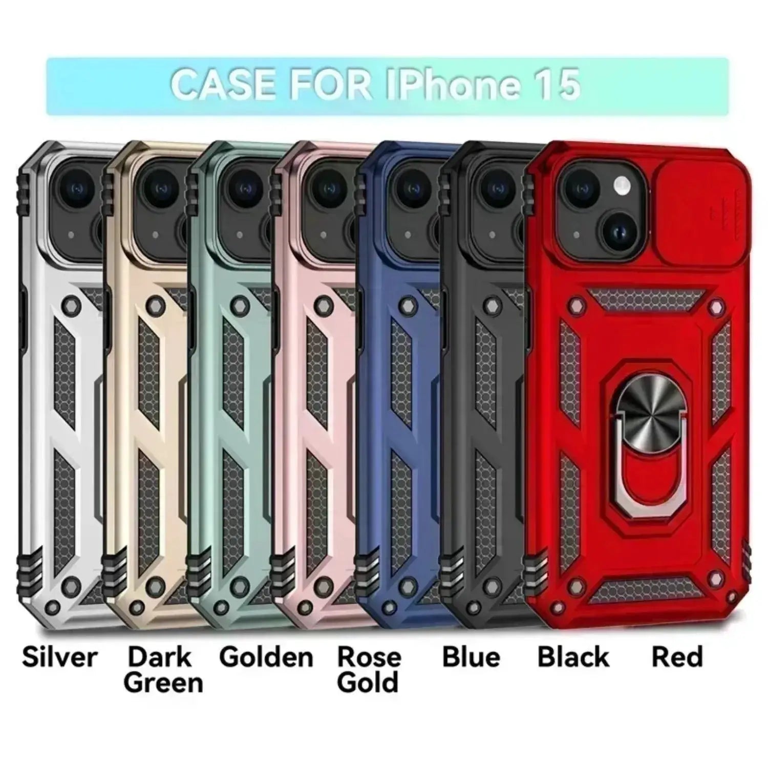 Ring Stand Rotating Armor Case for iPhone by Simples Market - military-grade protection with camera lens guard, 7-color set