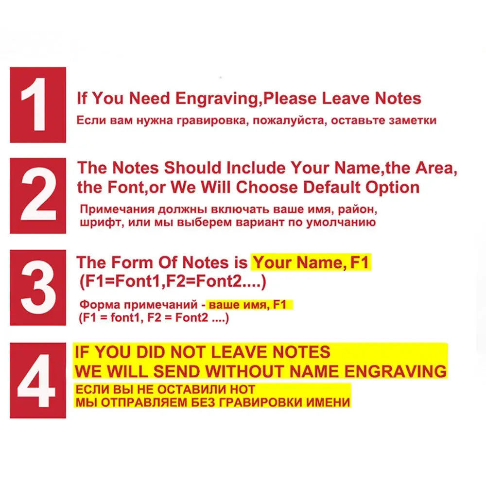 Men's slim wallet engraving guide with four steps on leaving notes for name engraving