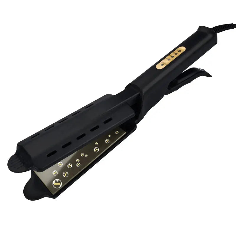 Hair straightener by Simples Market with black body and wide ceramic tourmaline plates, four-gear temperature control
