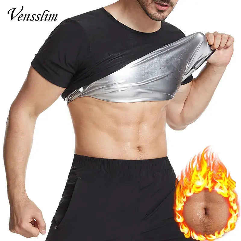 Vensslim men’s silver sauna vest with heat-trapping waist trainer for workouts