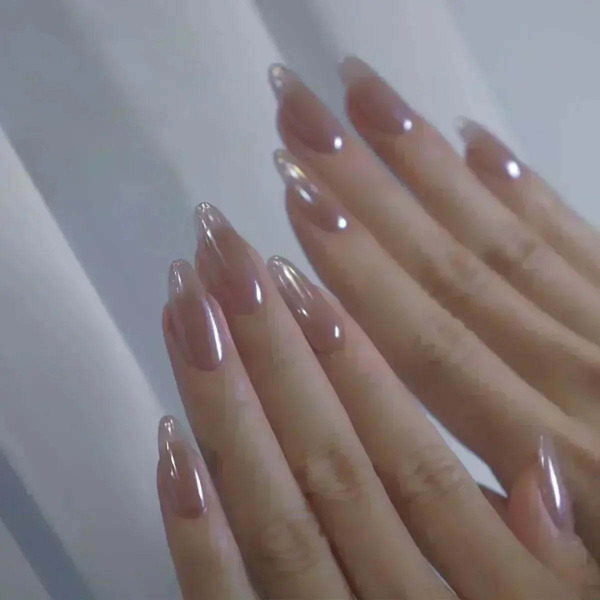 Glamora French Almond False Nails 24 Piece Press On Stiletto Tips With White Edge Design Glue Included For Wearable Glam
