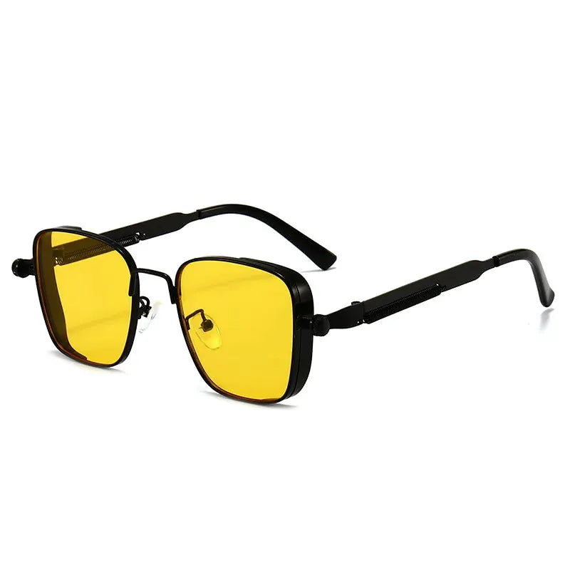 Men's Steampunk Sunglasses With Box Edging Frames European American Retro Style Metal Spring Details Indian Inspired