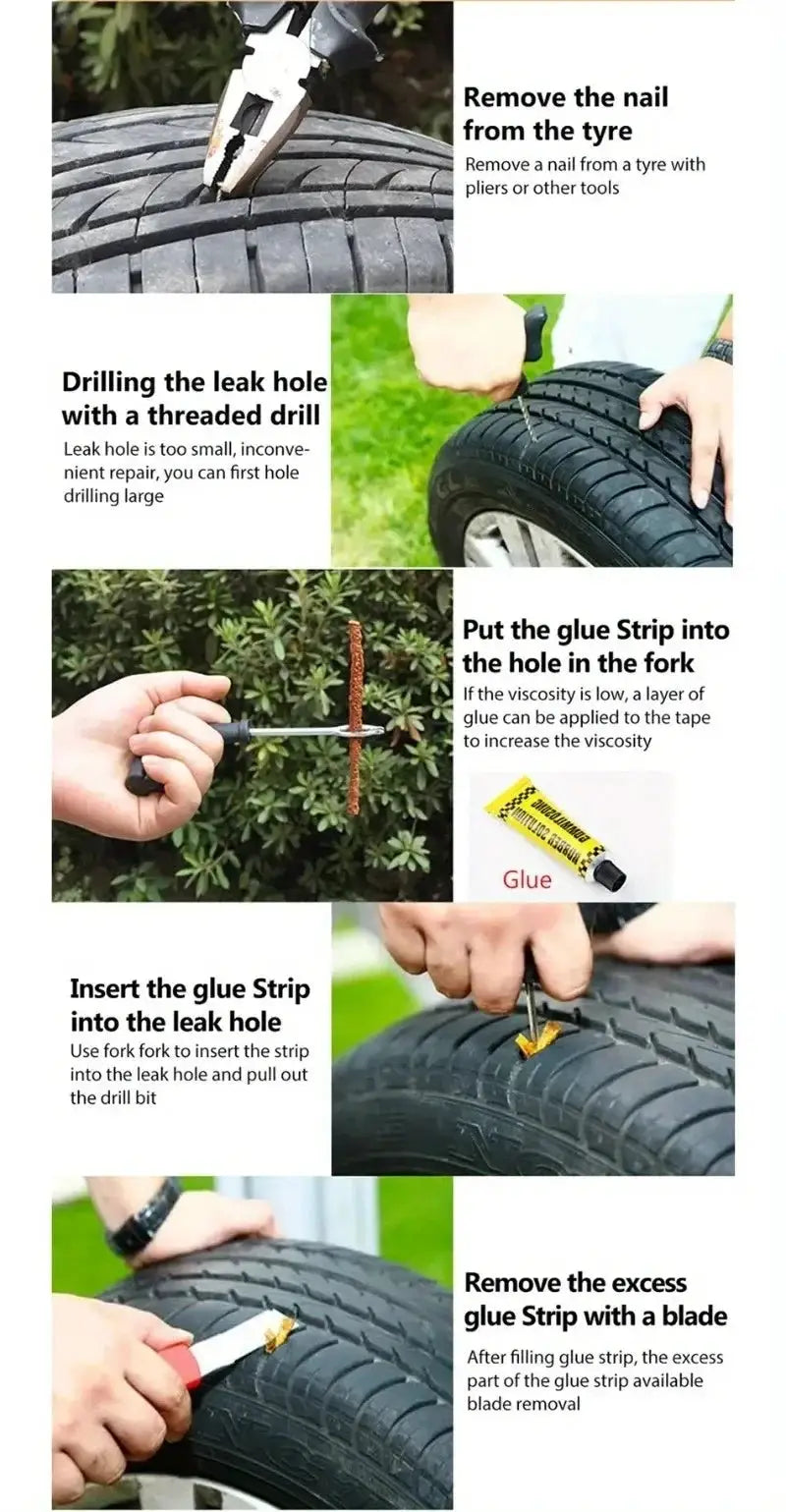Emergency Tire Repair Kit by Simples Market with universal repair strips and storage box