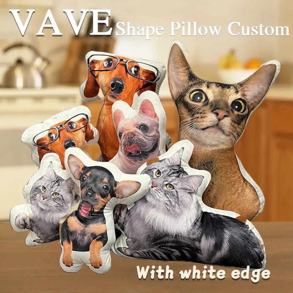 Simples Market photo custom shape pillow case set with assorted dog and cat cushions, white edge