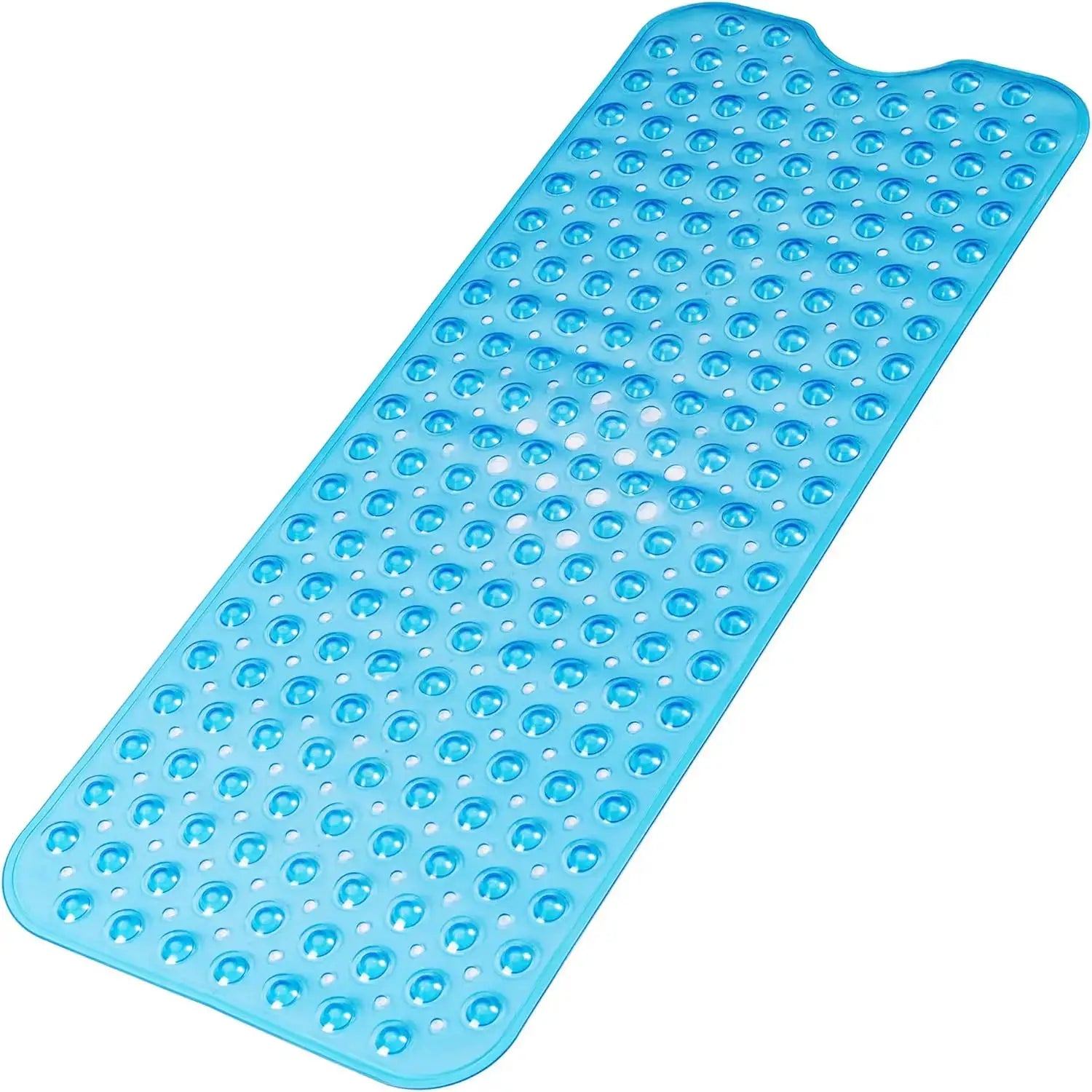 Bathtub mat silicone blue, 40x100 cm, extra long with suction cups and drain holes