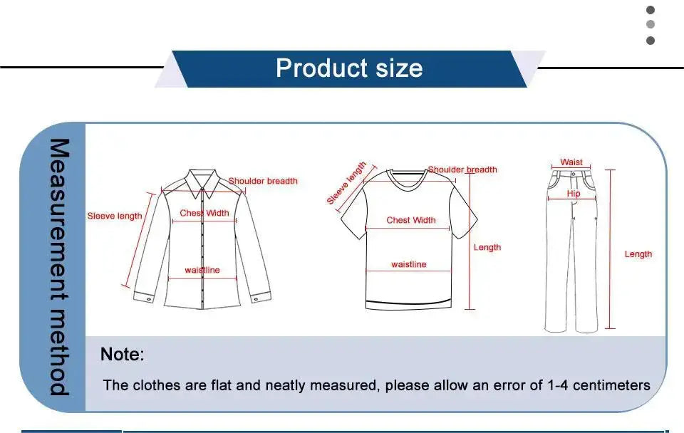 Men's shirt sizing guide infographic with shirt and pants measurement diagrams