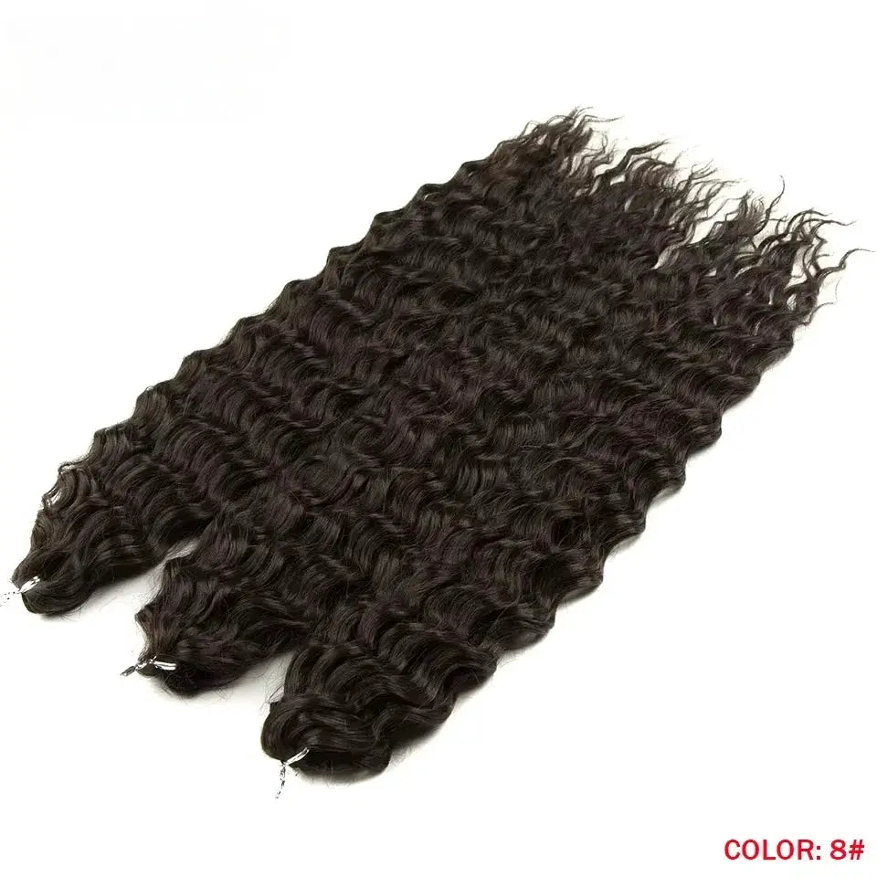Ariel Synthetic Twist Crochet Hair extensions, 22 inch, water-wave curls, color 8#, 3 bundles