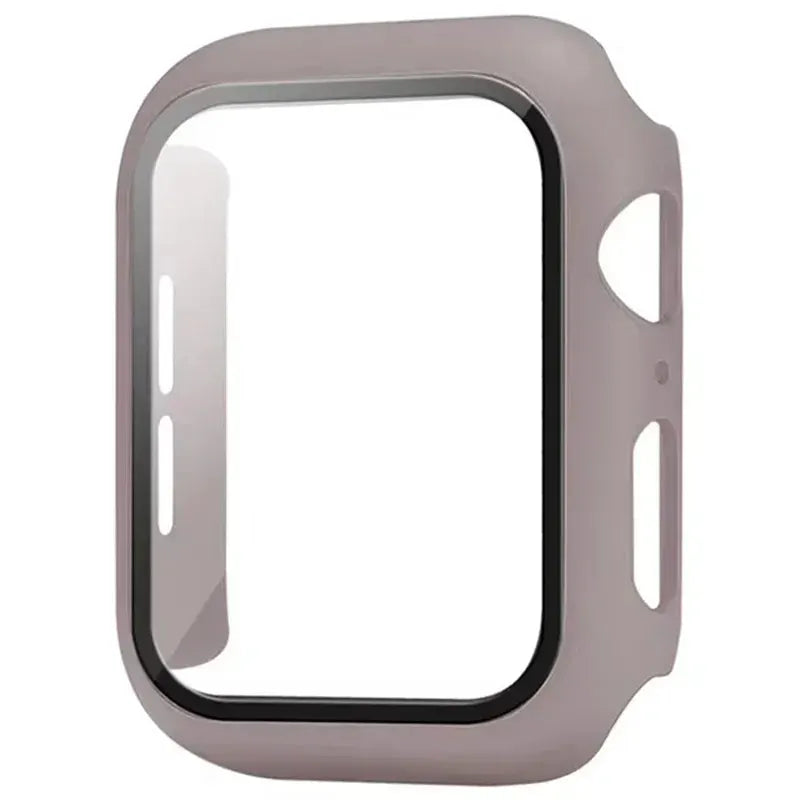Tempered Glass+Case for Apple Watch rose-mauve bumper; fits 38–46mm sizes