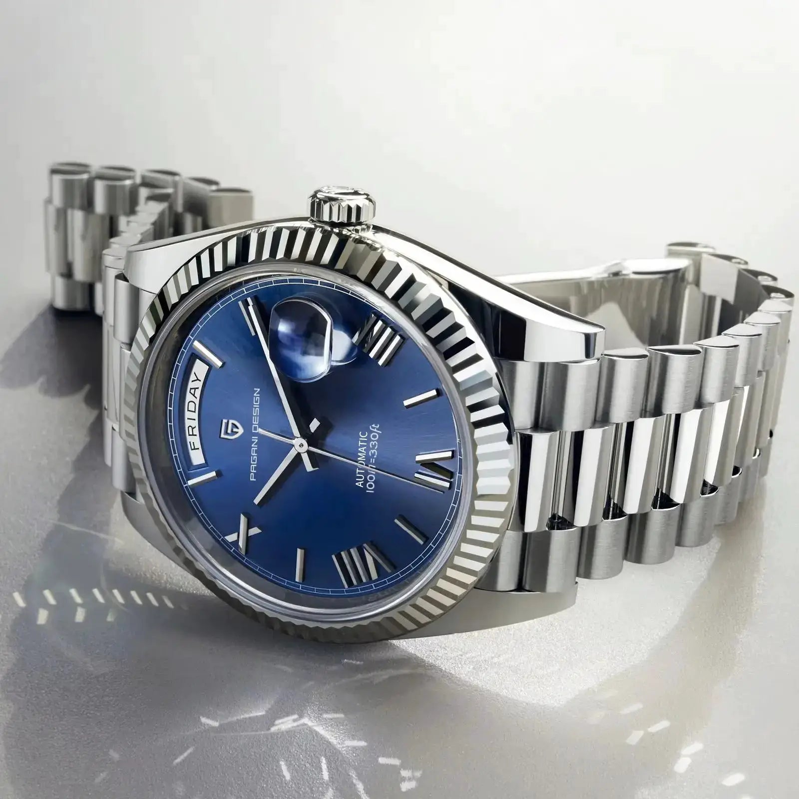 PAGANI DESIGN DD36 stainless steel men's automatic watch with blue dial and AR sapphire glass