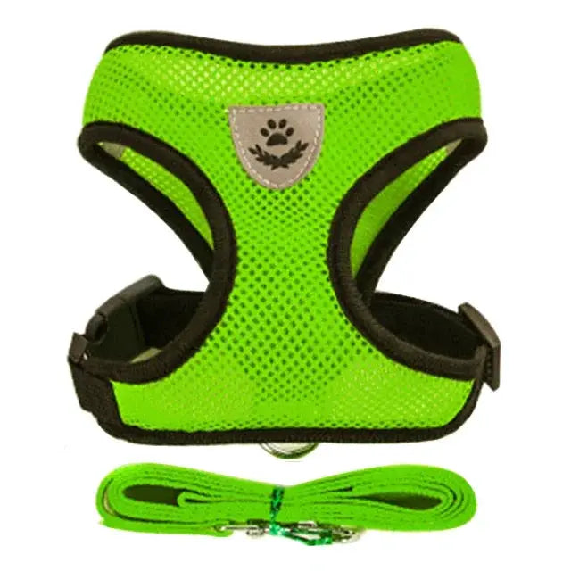 Adjustable Polyester Mesh Cat Harness Vest And Leash Set For Small To Medium Dogs And Cats With Reflective Piping