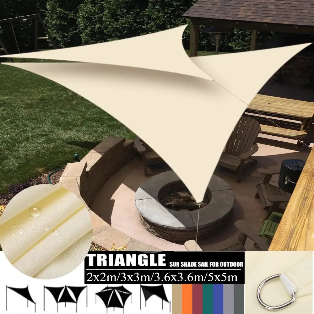 Simples Market triangle sun shade sail; beige waterproof outdoor canopy in 2x2m/3x3m/5x5m sizes