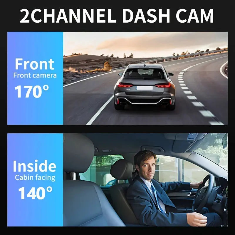 Simples Market 1080P WIFI dual dash cam with front and inside cabin cameras, 170° front and 140° interior