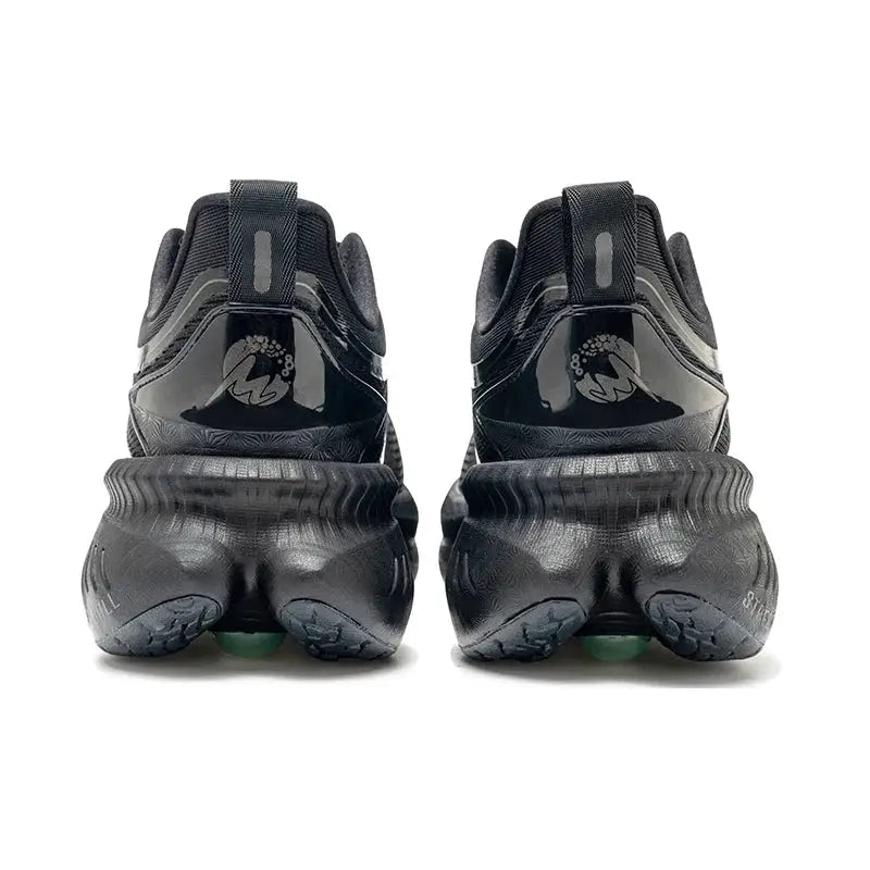 ONEMIX men's breathable running shoes, black/gray, back view of pair
