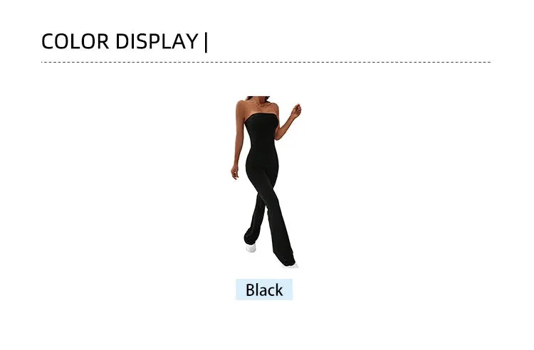 Jumpsuit by Simples Market, black drawstring-waist with slim micro-flare legs
