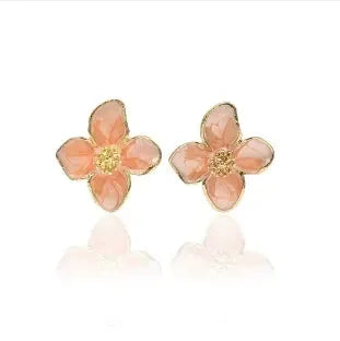 Hypoallergenic Stylish Vintage Flower Stud Earrings Gold Plated Stainless Steel For Women Party Jewelry