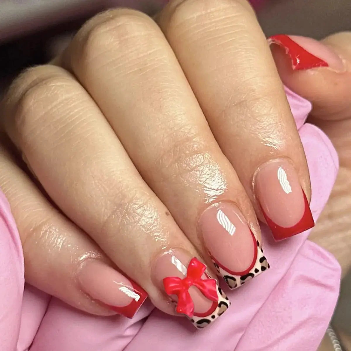 LuxeNail Blush Pink False Nails Bowknot Diamond Pearl Design Press On Nail Tips Harmless Smooth Edge Safe DIY Mani
