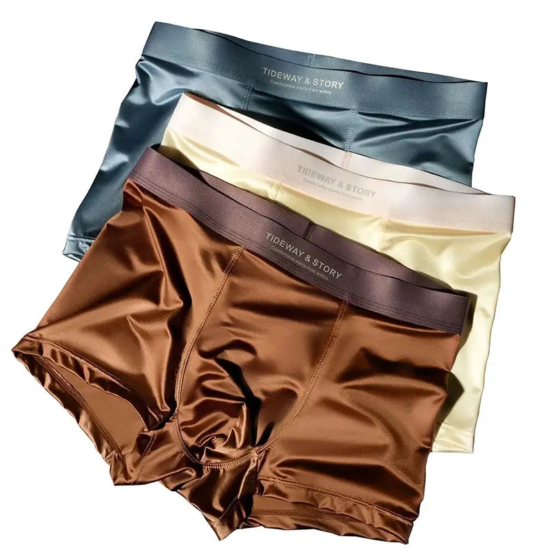4 Pack Mens Ice Silk Boxer Shorts Satin Breathable Nylon Elastane Luxury Underwear