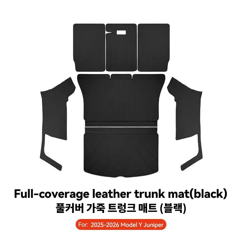 YZ leather trunk mats set for Tesla Model Y 2021-2026 by Simples Market in black full-coverage waterproof non-slip liner