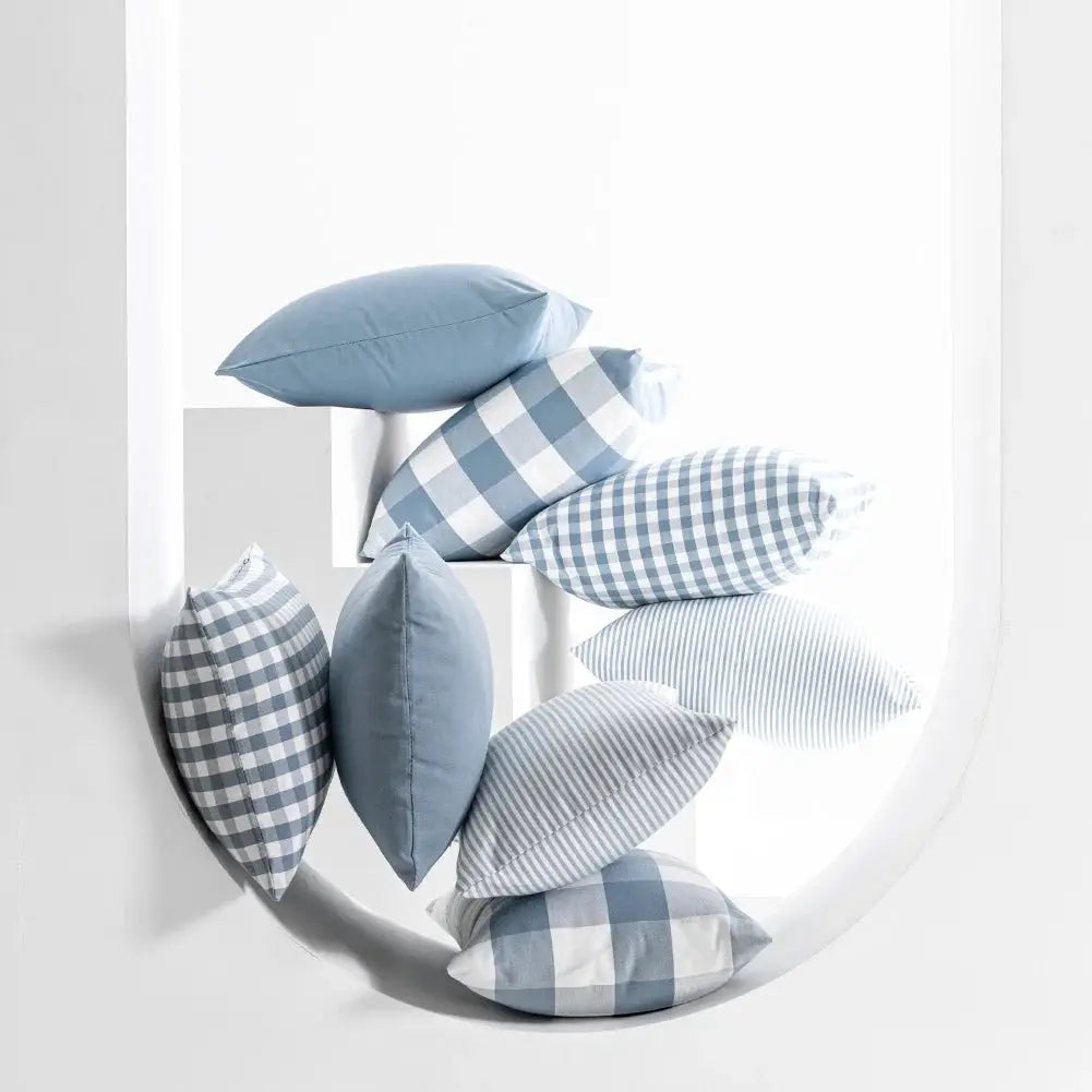 Pillow covers by Simples Market, light blue plaid decorative sofa cushions, 30x50cm/45x45cm, 1pc