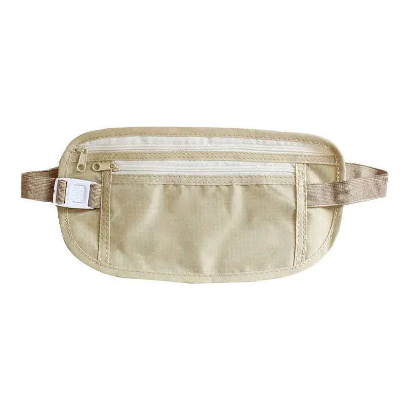 Simples Market beige waist pack with front zip pocket and adjustable strap