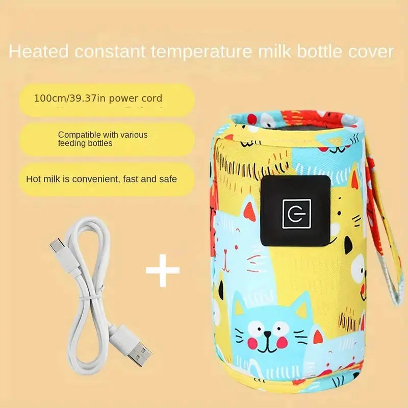 USB Milk Warmer with Travel Insulated Bag Portable Nursing Bottle Heater for Baby Feeding Christmas Halloween