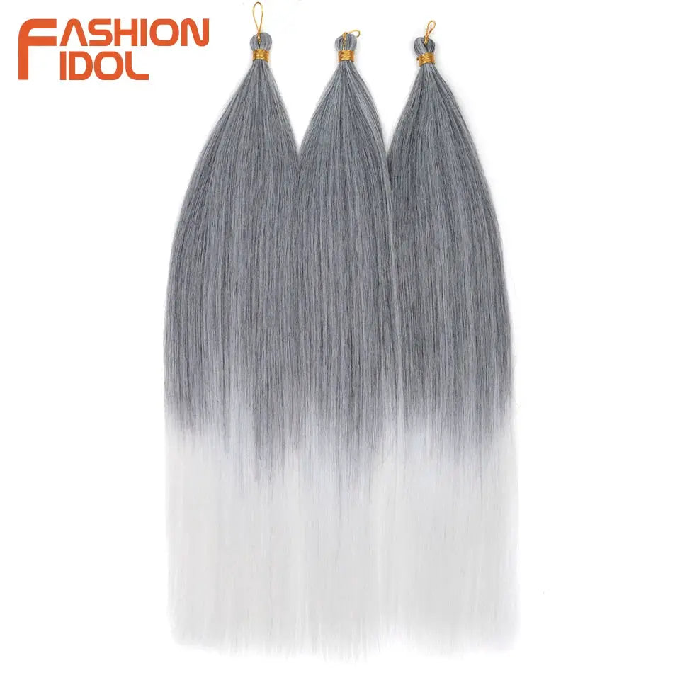 Ariel straight pony hair crochet braids 28in, ombre silver gray, 3 pcs, Simples Market, Fashion Idol logo