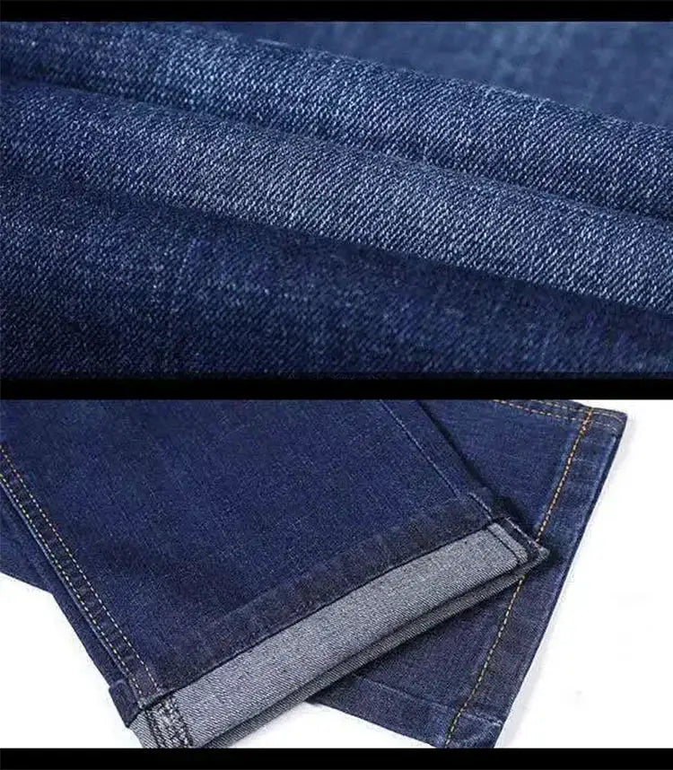Men's oversized blue denim jeans, 10XL, high waist loose fit with rolled cuffs