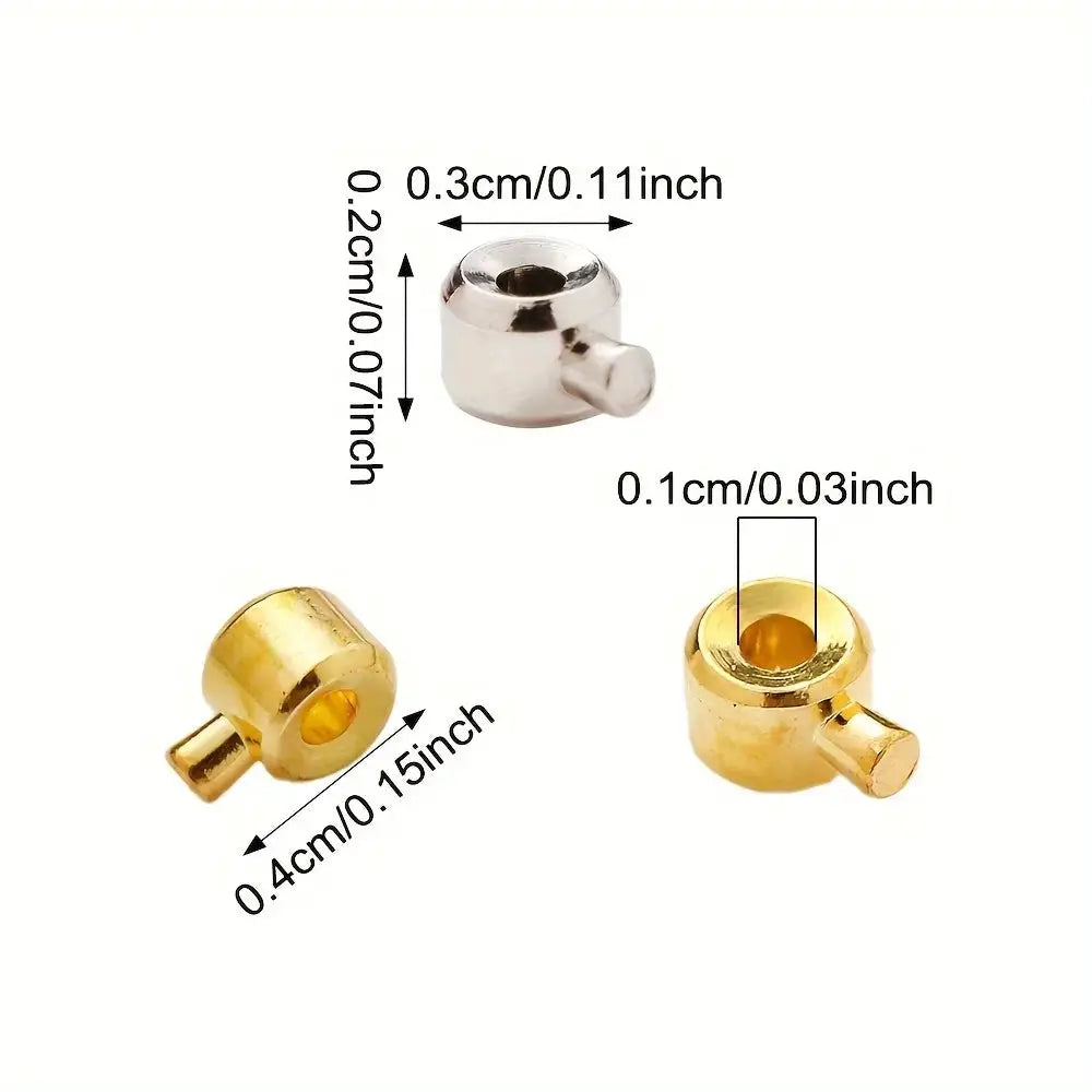 20 Pcs 3x4mm Copper Positioning Buckles Clasps With Bead Caps For DIY Necklace And Bracelet Connectors
