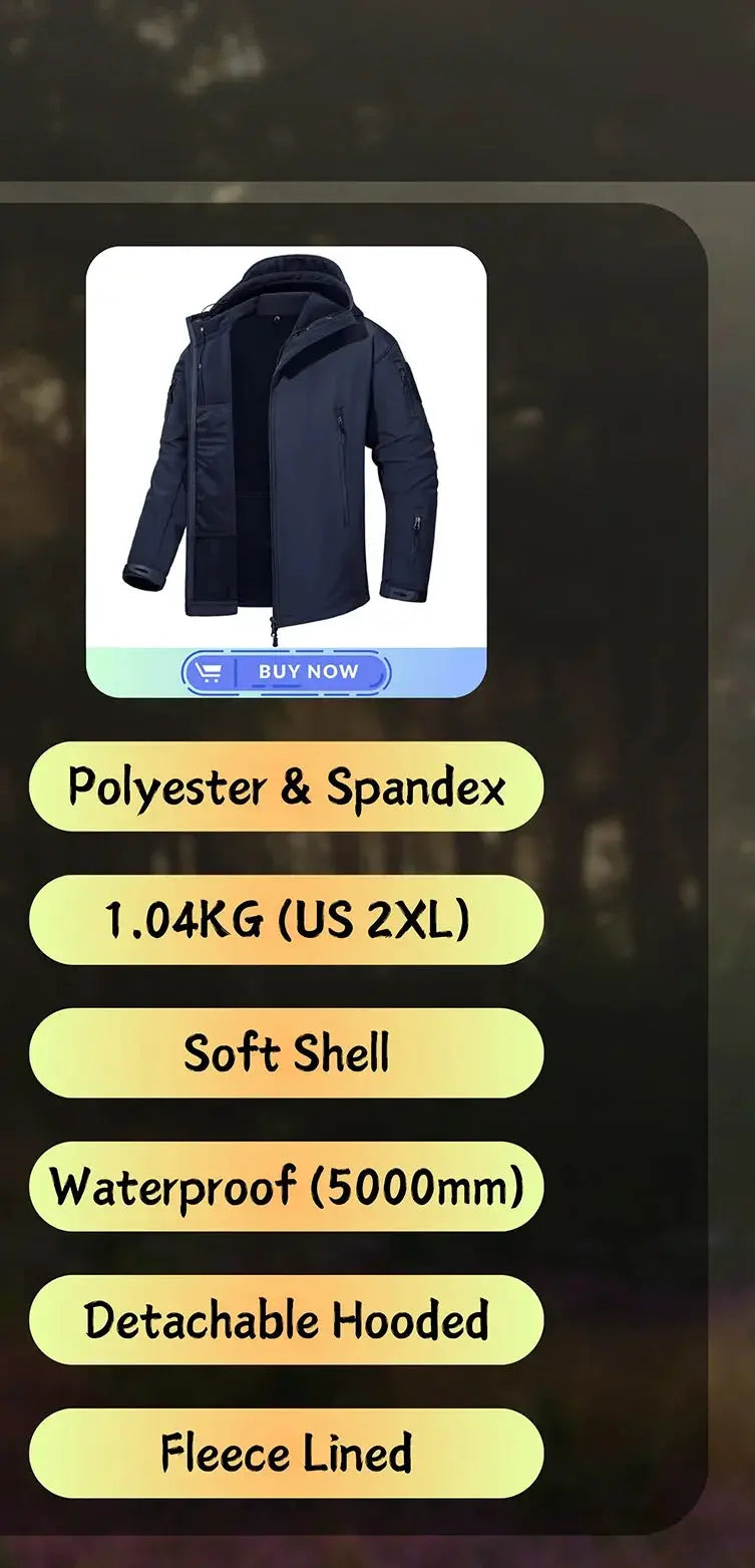 KEFITEVD men's navy waterproof fleece-lined ski jacket by Simples Market