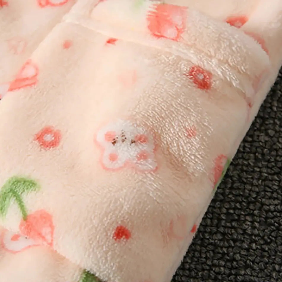 Cute Cartoon Pattern Coral Fleece Flannel Pajama Sets For Boys And Girls Long Sleeve Warm Comfortable Winter Sleepwear