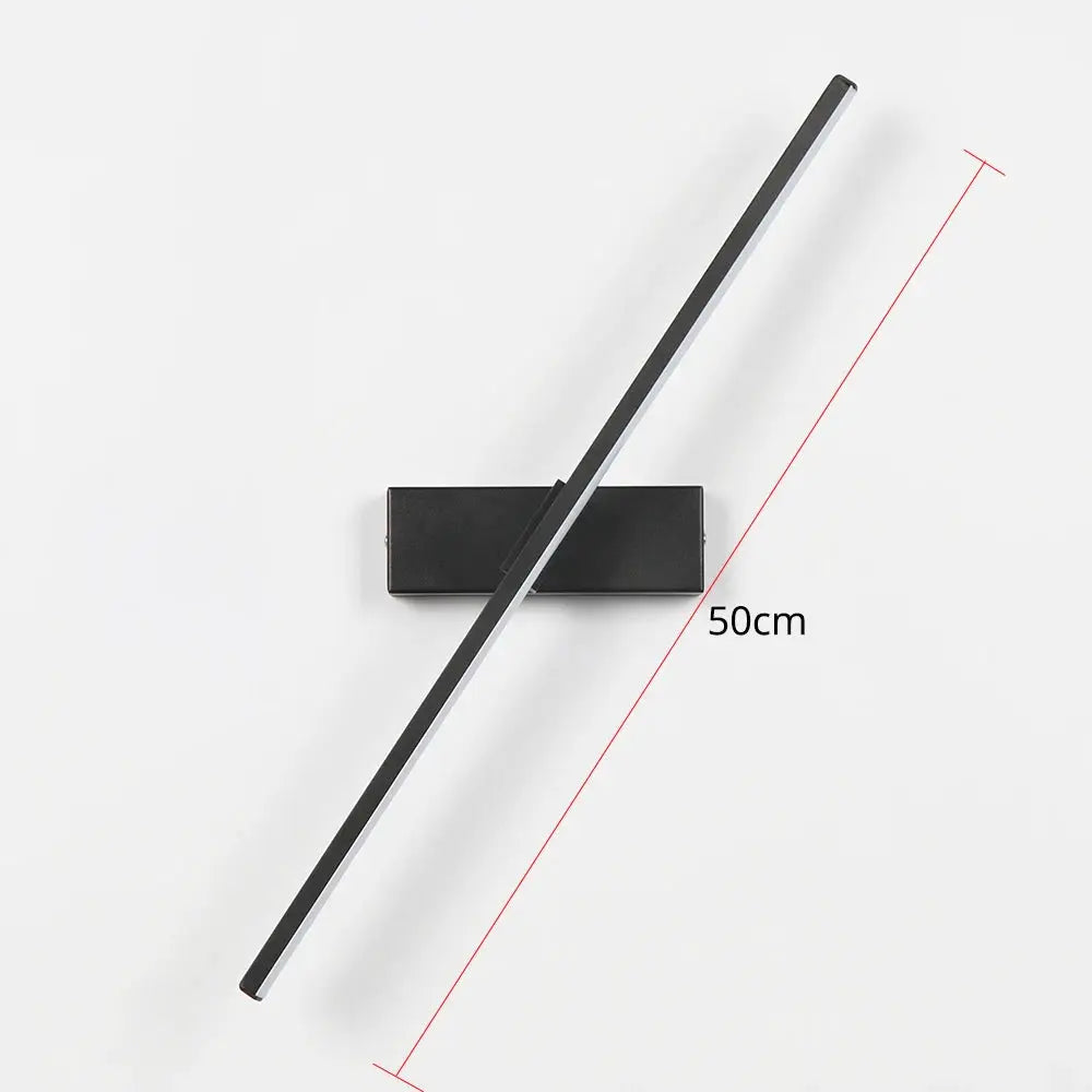 Bedroom bedside wall light 50 cm long, black aluminum LED wall lamp by Simples Market