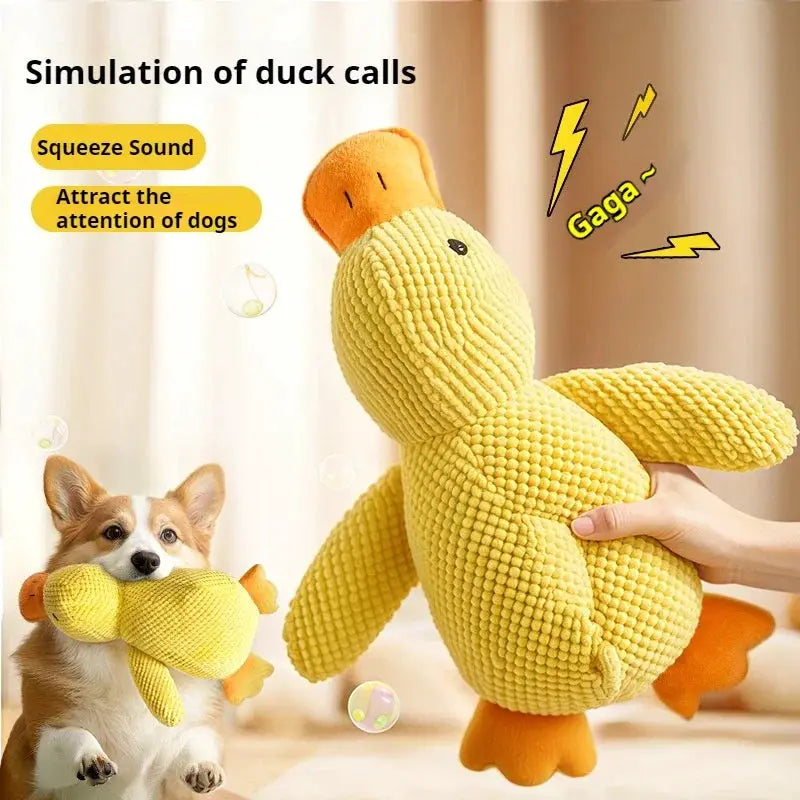 Durable Plush Duck Dog Toy With Squeaker Bite Resistant Construction For Teeth Grinding And Stress Relief
