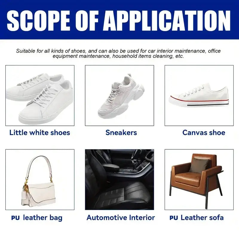 White Shoe Cleaner Paste, multi-purpose whitening for faux leather, shoes, bags and car interiors; 6-item scope.
