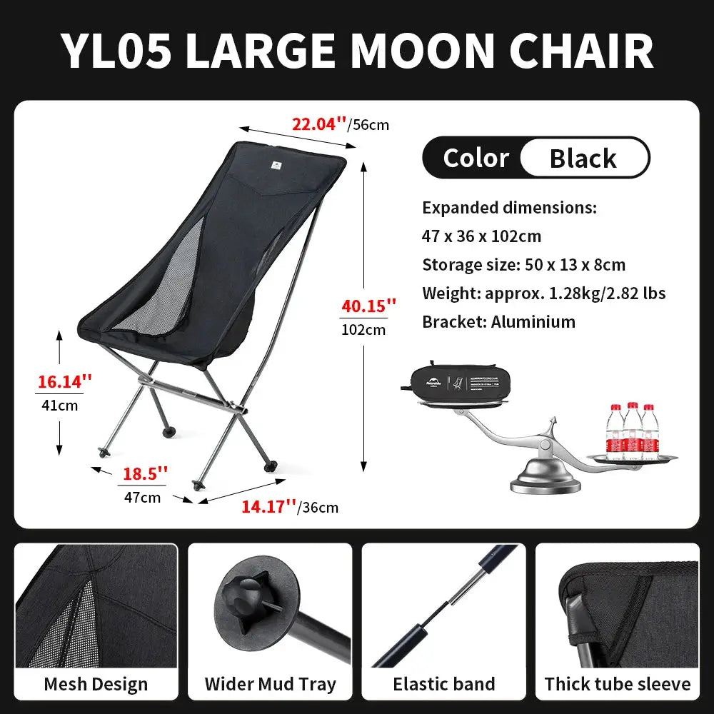 Naturehike 2024 Ultralight High Load Camping Chair Folding Outdoor Moon Chair for Garden Picnic Beach