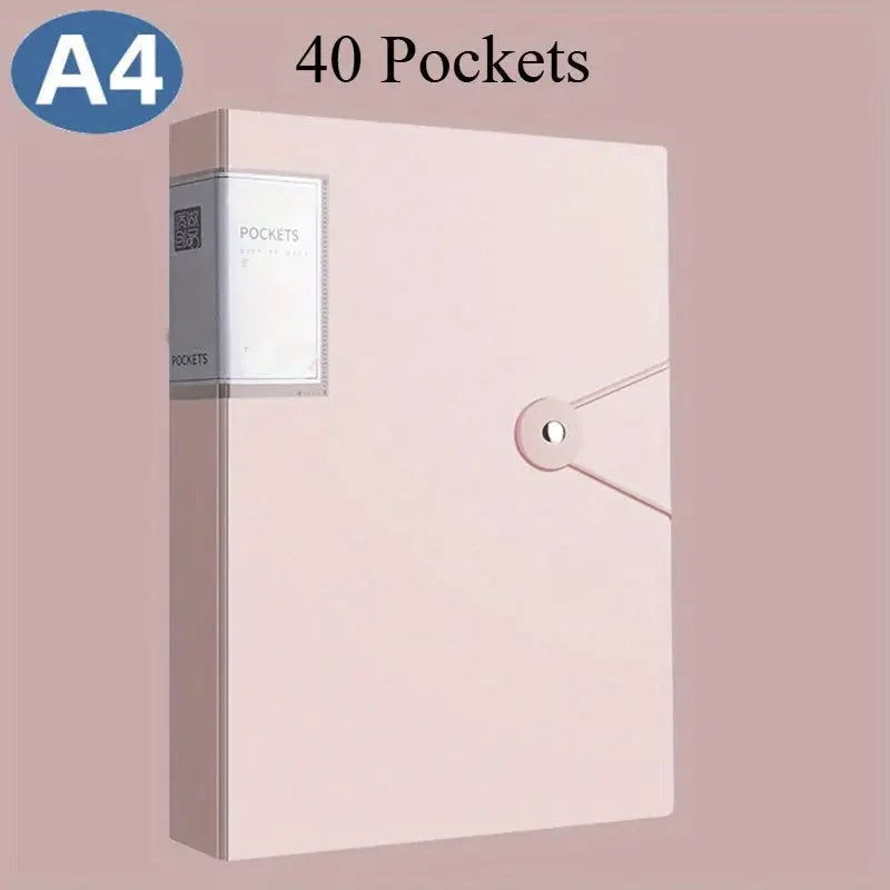 Simples Market A4 pink portfolio binder with 40 pockets for documents
