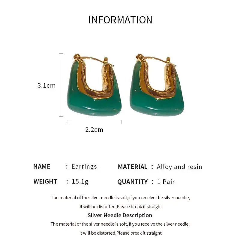 Green Pink Transparent Resin Geometric Irregular Stud Earrings For Women Fashion Jewelry Party 2023 Trend - Simples Market