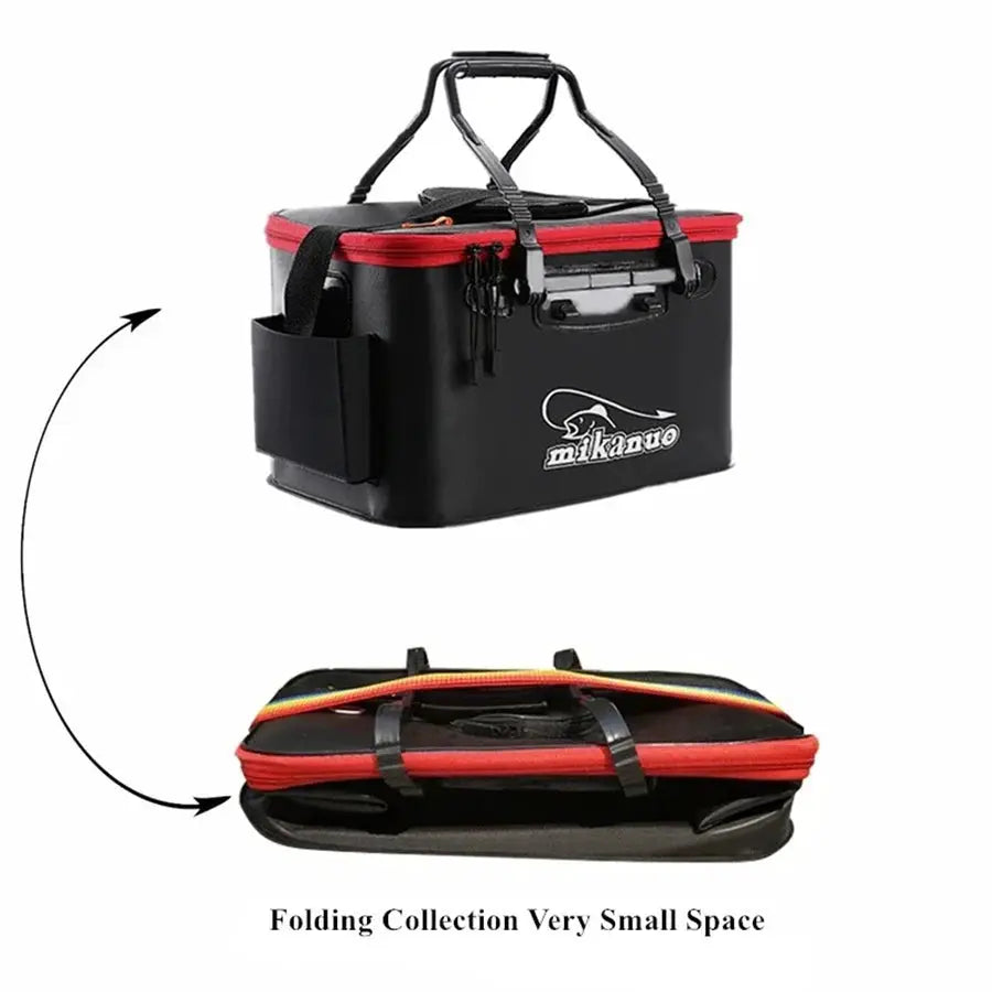 AquaEdge Portable Collapsible Fishing Bag Live Fish Box Water Container And Tackle Organizer For Camping