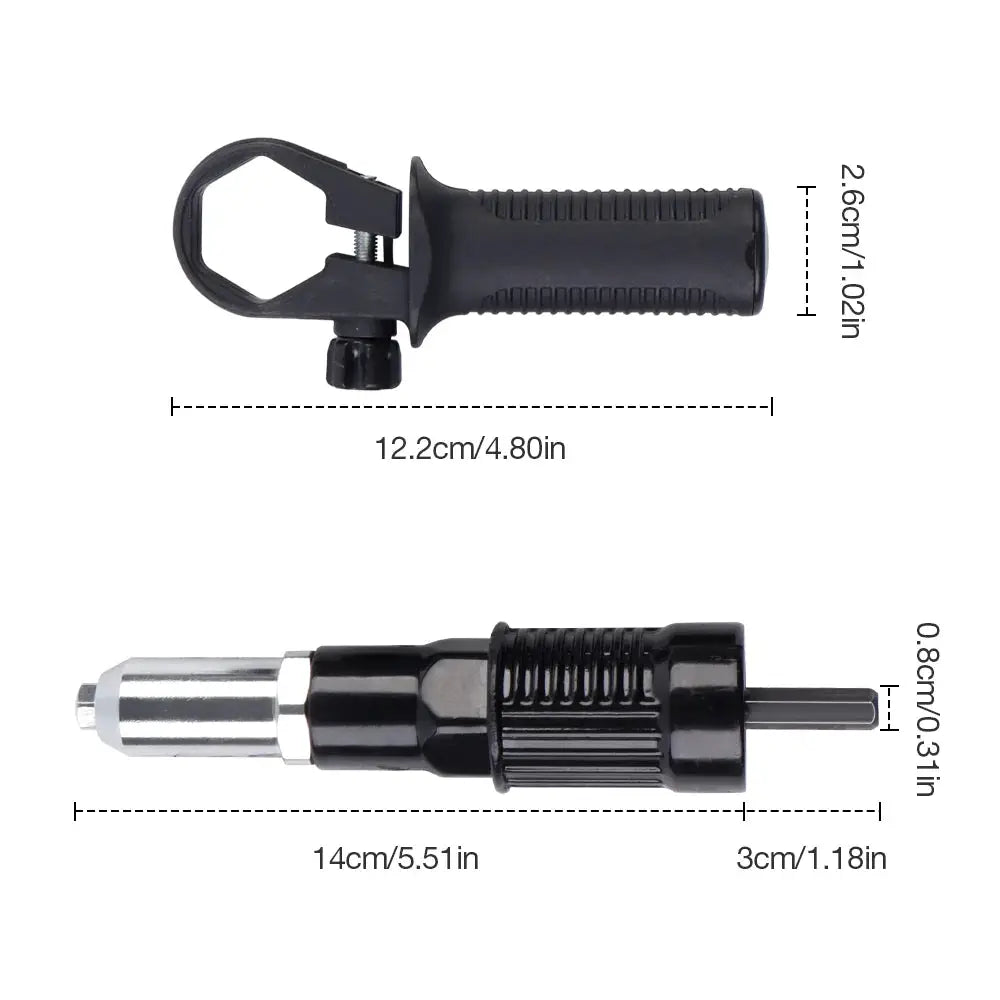 2.4 To 4.8 Mm Electric Rivet Gun Adapter Kit For Cordless Drills High Efficiency Riveting Tool