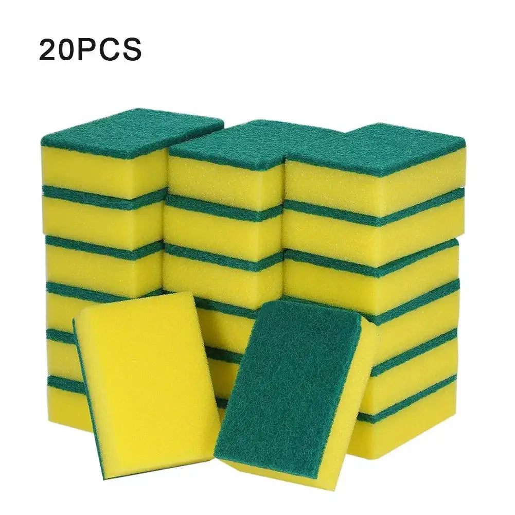 Simples Market 20Pcs double-sided kitchen scouring pads, yellow sponges with green scrubbing layer